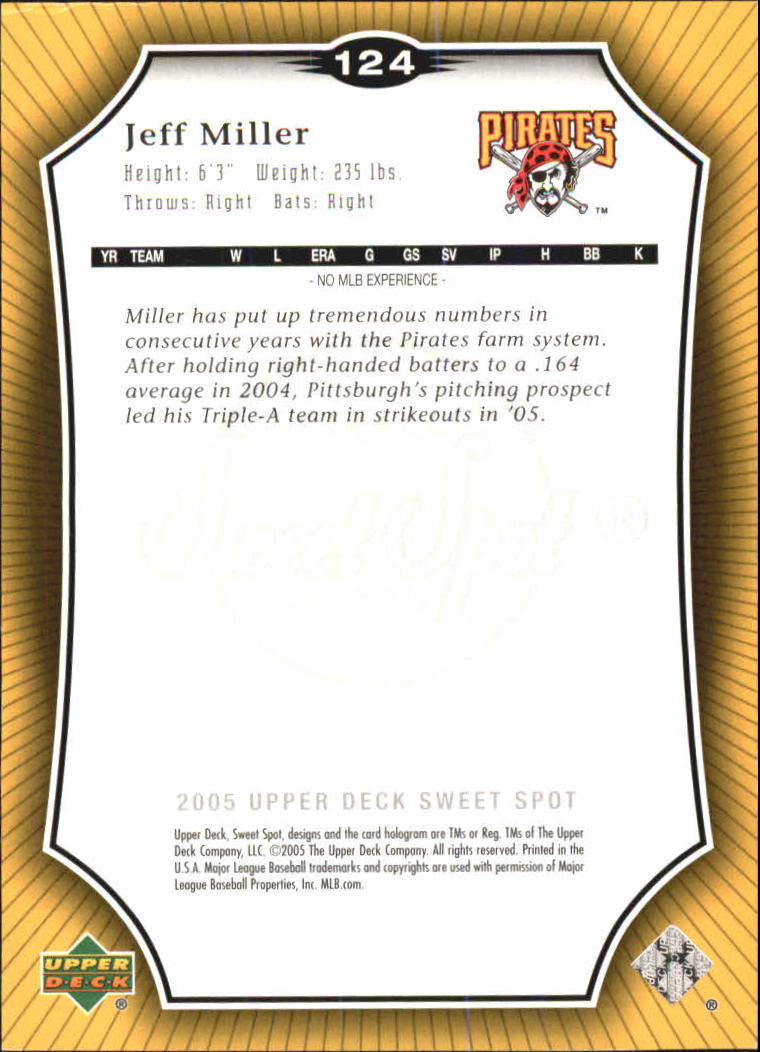 2005 Sweet Spot Gold #124 Jeff Miller SB back image