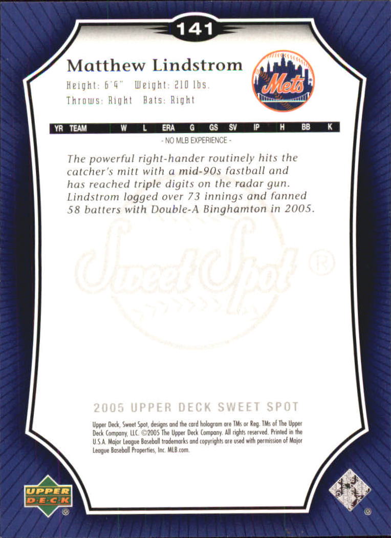 2005 Sweet Spot Platinum #141 Matthew Lindstrom SB back image