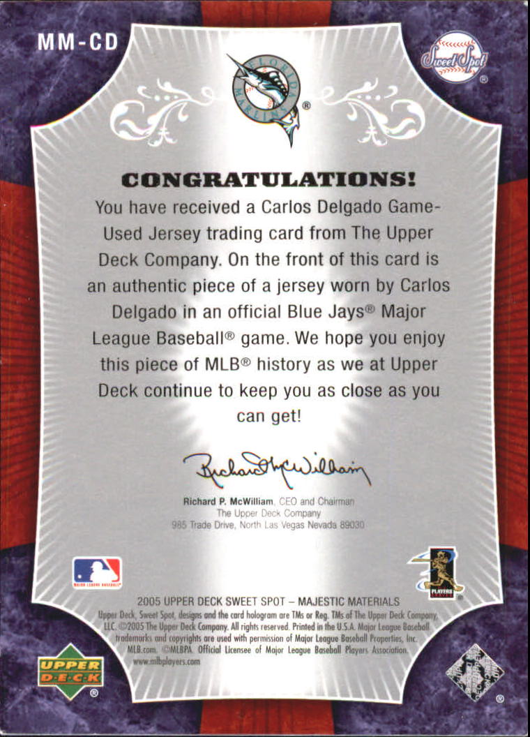2005 Sweet Spot Majestic Materials #CD  Carlos Delgado