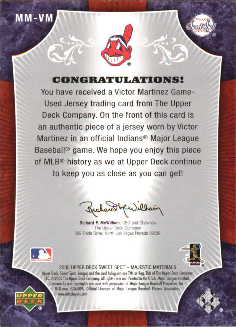 2005 Sweet Spot Majestic Materials #MMVM Victor Martinez