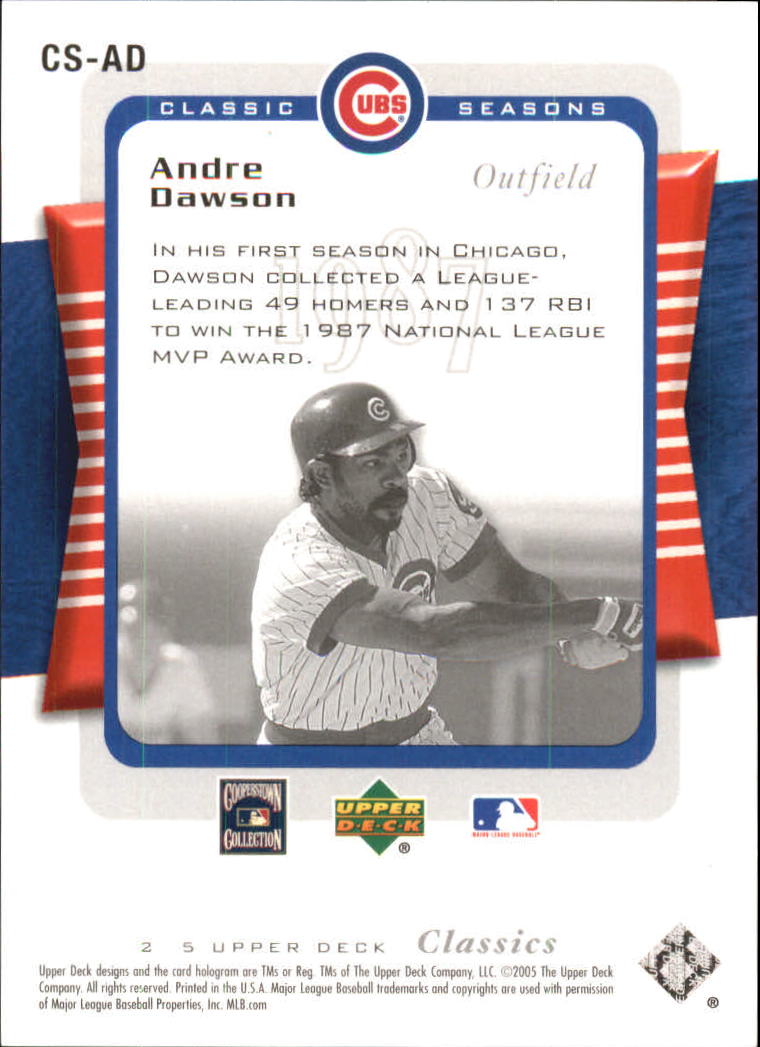 2005 Upper Deck Classics Seasons #AD Andre Dawson back image