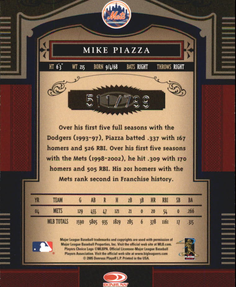 2005 Timeless Treasures #31 Mike Piazza Mets back image