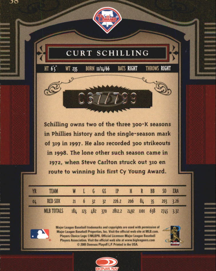 2005 Timeless Treasures #38 Curt Schilling Phils back image