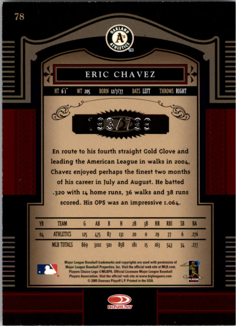 2005 Timeless Treasures #78 Eric Chavez back image