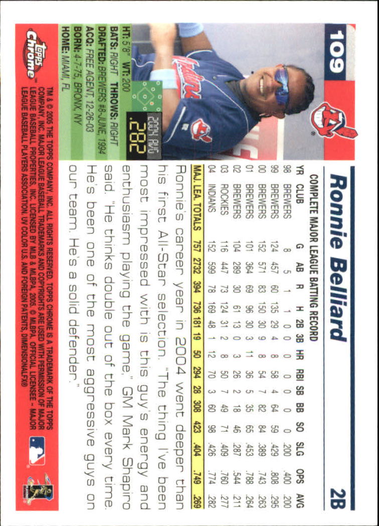 2005 Topps Chrome #109 Ronnie Belliard back image