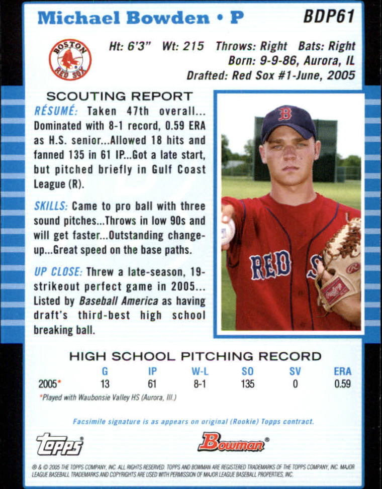 2005 Bowman Draft Baseball Card Pick - Picture 119 of 317