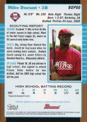 2005 Bowman Draft Gold Baseball (Karte aus Liste auswählen) C6 07-24 - Bild 56 von 142