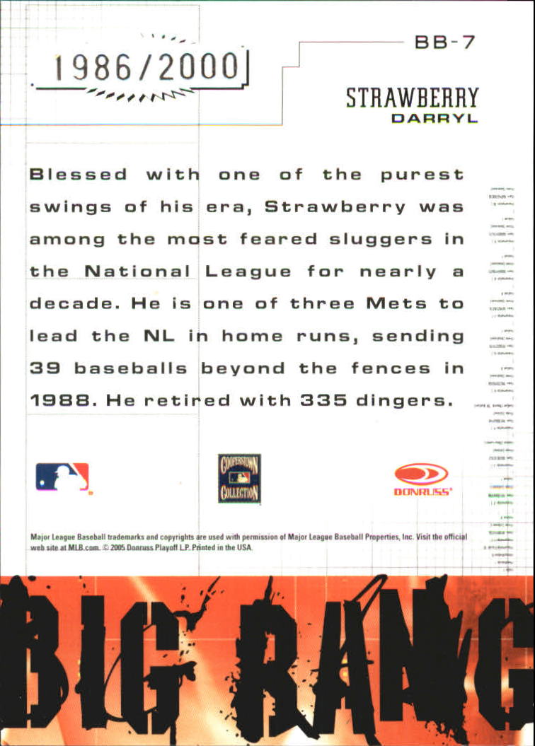 2005 Leather and Lumber Big Bang #BB7 Darryl Strawberry back image