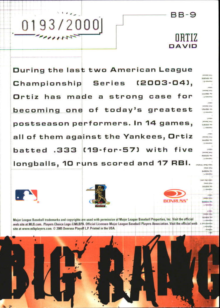 2005 Leather and Lumber Big Bang Silver #BB9 David Ortiz back image