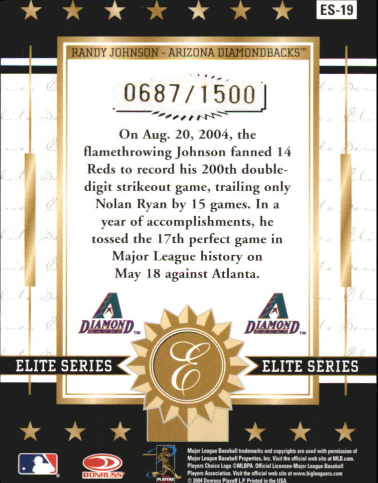 2005 Donruss Elite Series #19 Randy Johnson back image
