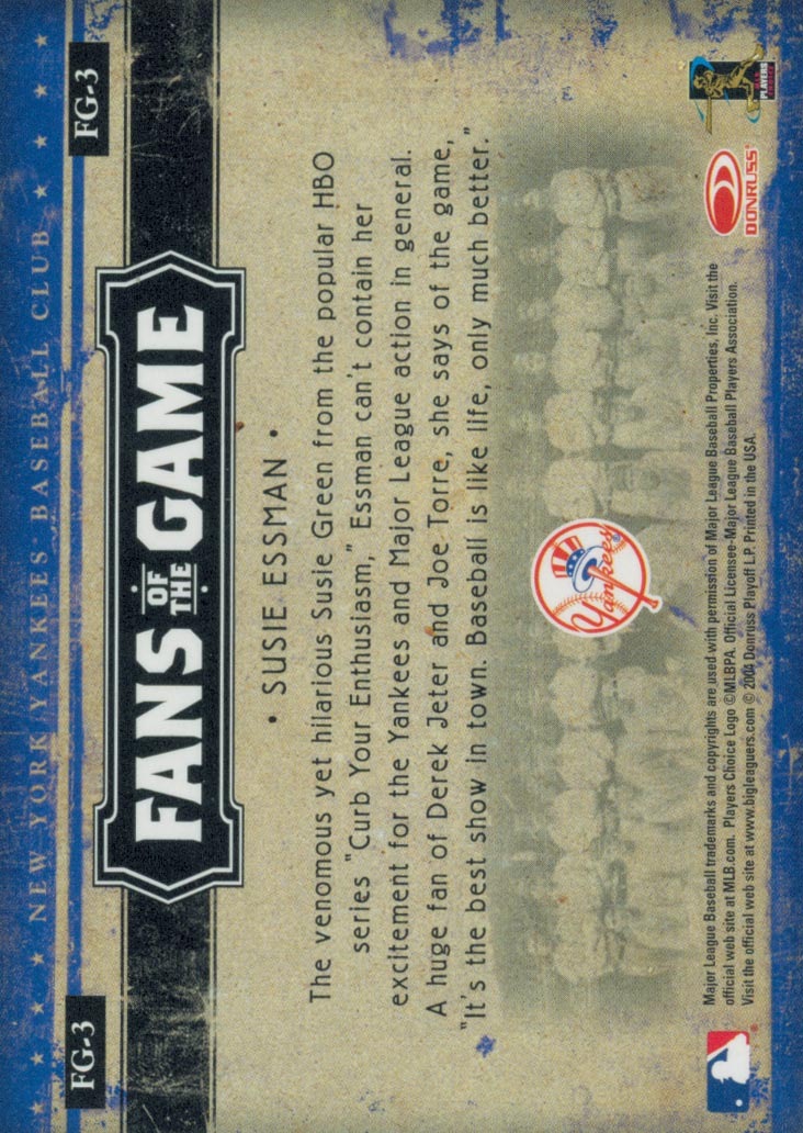 2005 Donruss Fans of the Game #3 Susie Essman back image