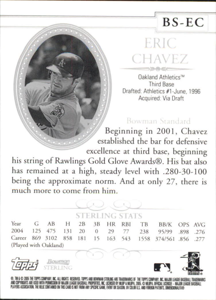 2005 Bowman Sterling #EC Eric Chavez Uni B back image