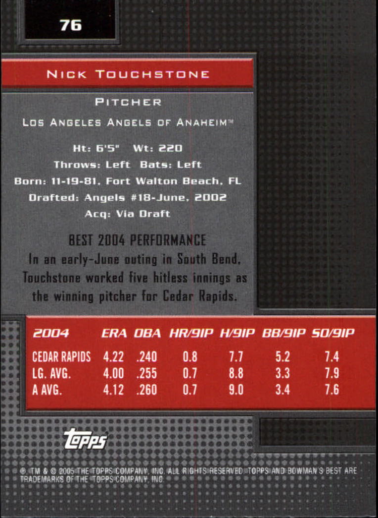 2005 Bowman's Best #76 Nick Touchstone FY RC back image