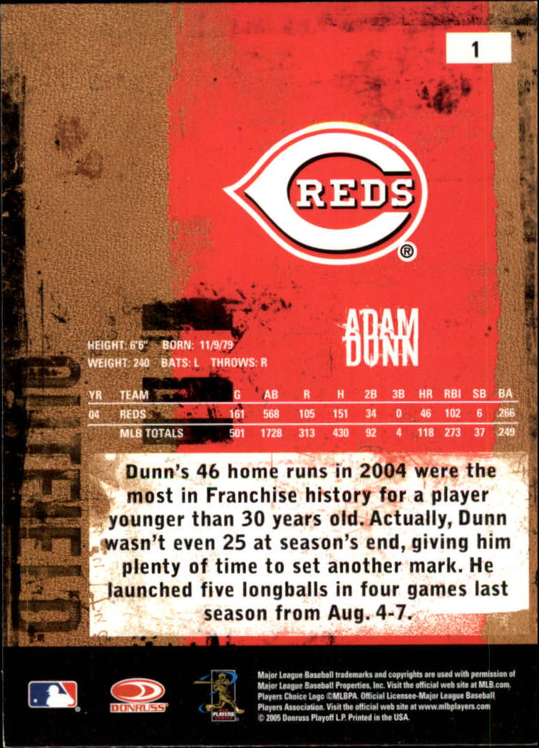 2005 Leather and Lumber #1 Adam Dunn back image