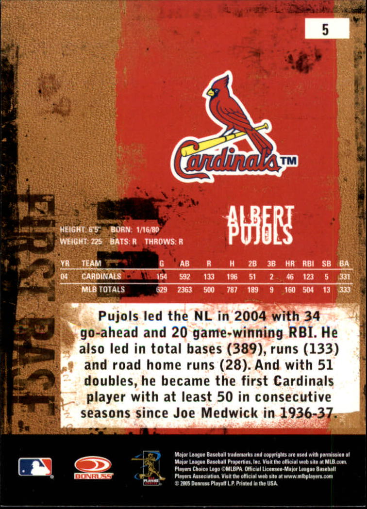 2005 Leather and Lumber #5 Albert Pujols back image