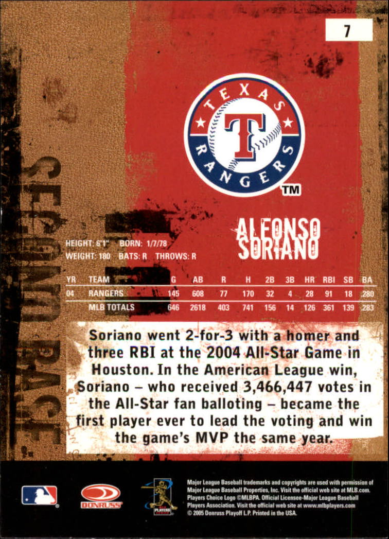 2005 Leather and Lumber #7 Alfonso Soriano back image
