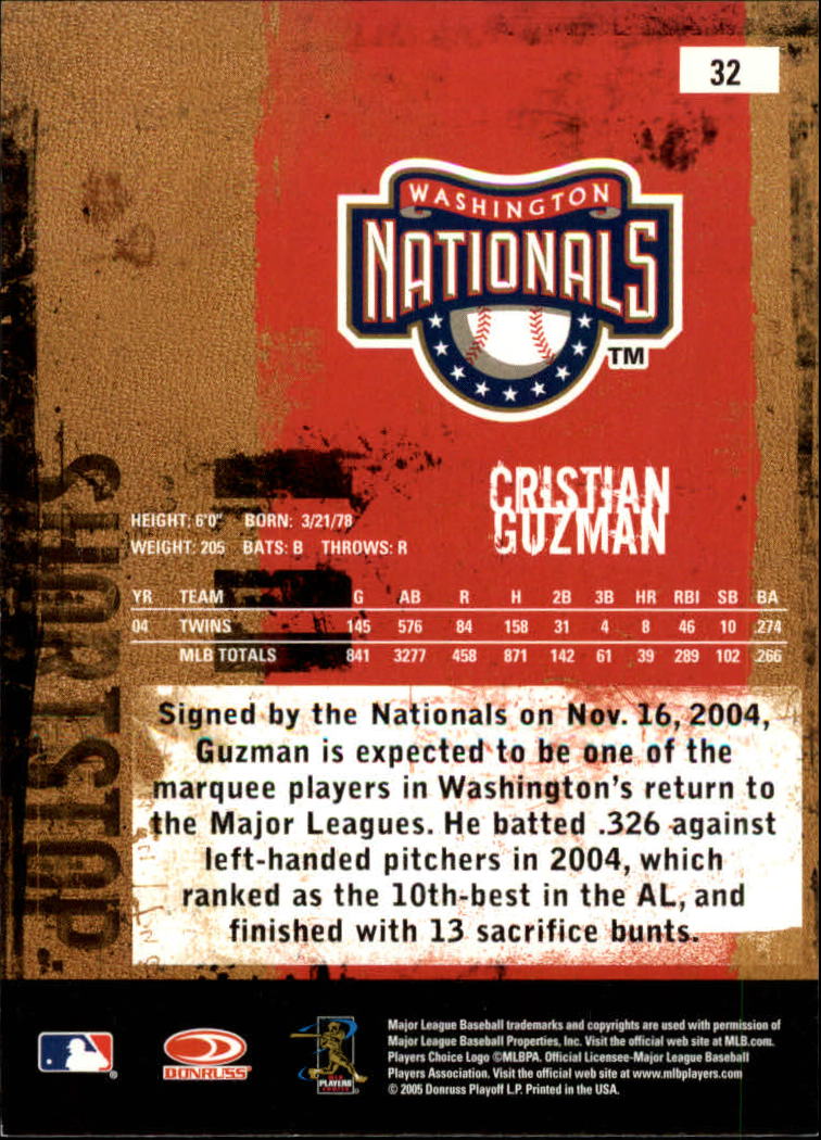 2005 Leather and Lumber #32 Cristian Guzman back image