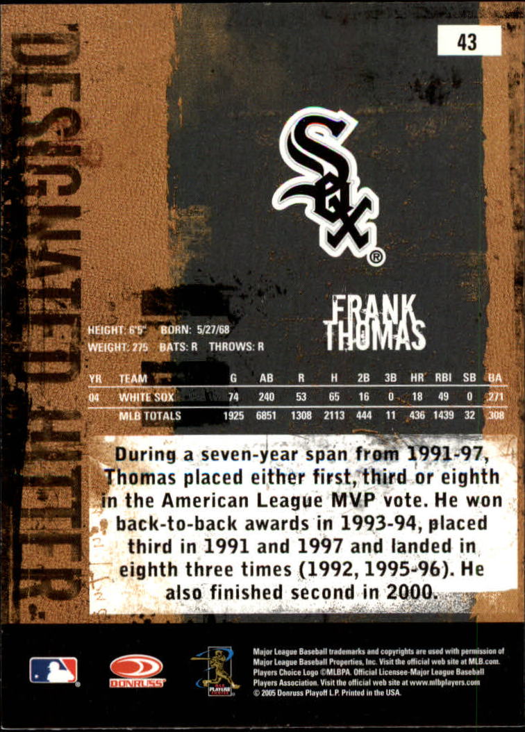 2005 Leather and Lumber #43 Frank Thomas back image