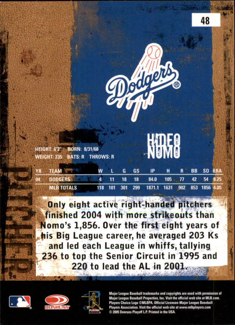 2005 Leather and Lumber #48 Hideo Nomo back image