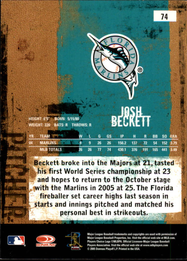 2005 Leather and Lumber #74 Josh Beckett back image