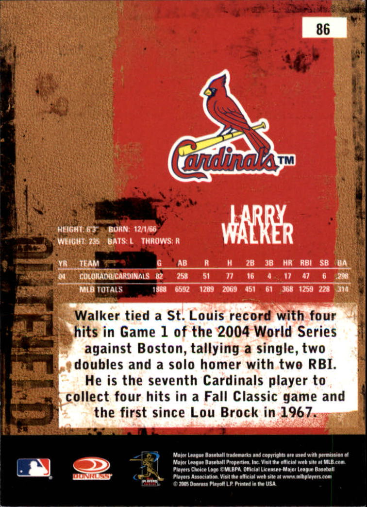 2005 Leather and Lumber #86 Larry Walker back image