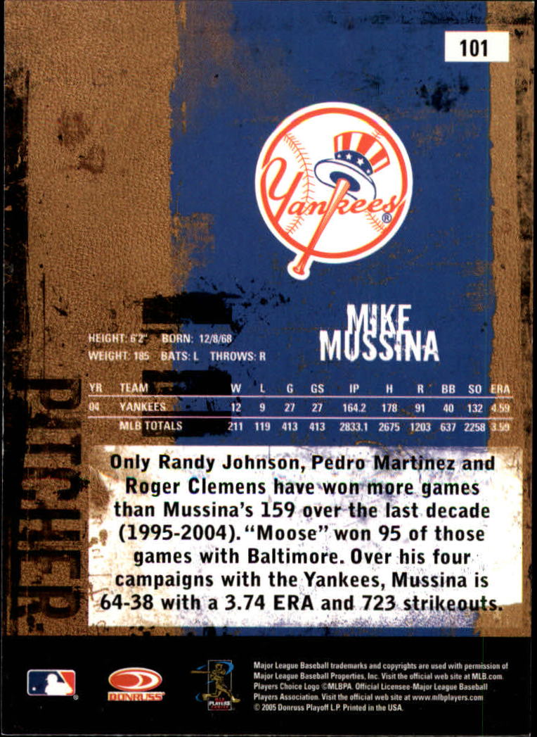 2005 Leather and Lumber #101 Mike Mussina back image