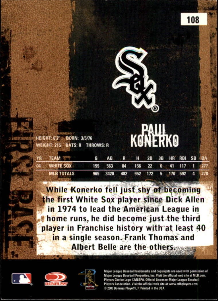 2005 Leather and Lumber #108 Paul Konerko back image