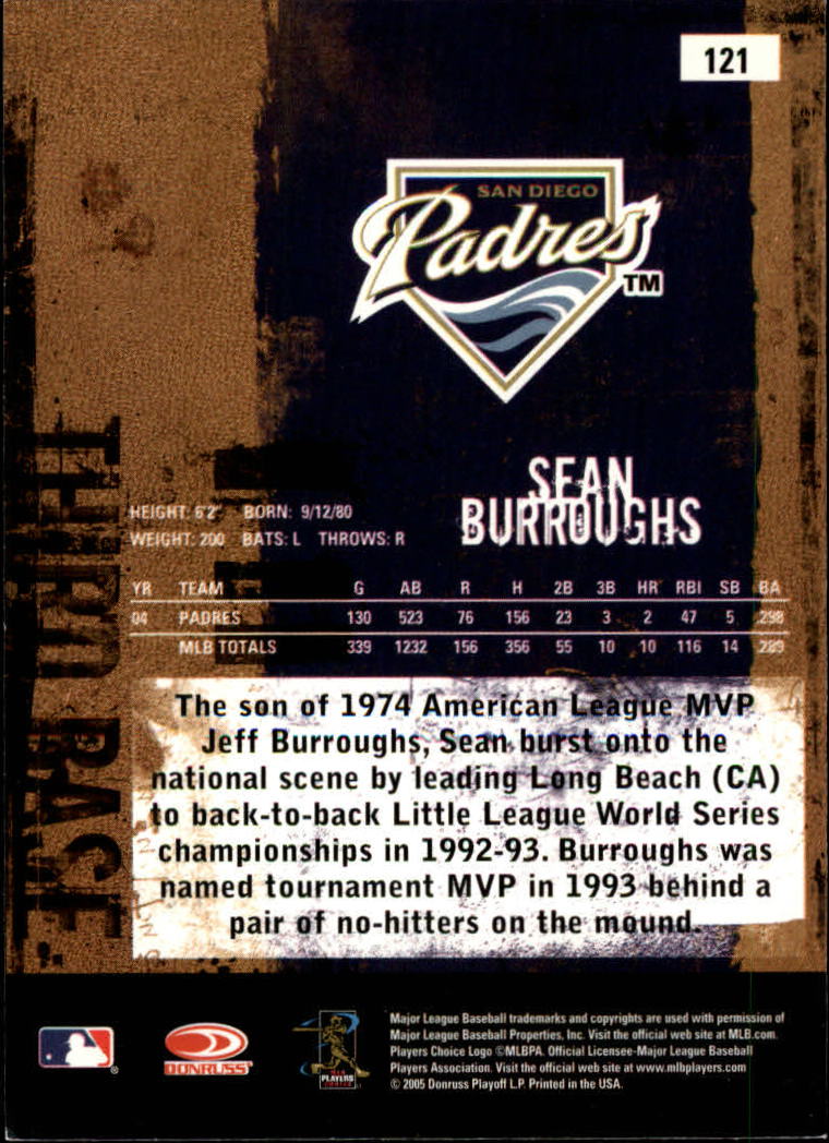 2005 Leather and Lumber #121 Sean Burroughs back image