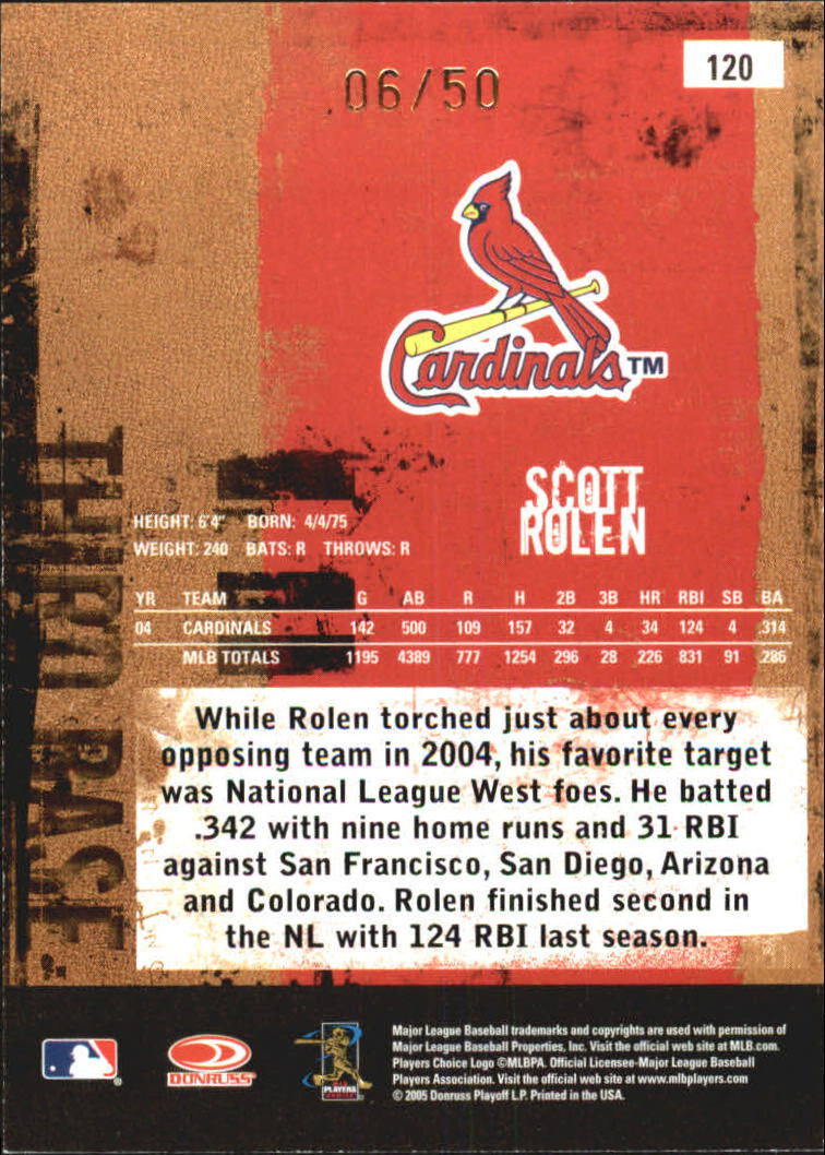 2005 Leather and Lumber Gold #120 Scott Rolen back image