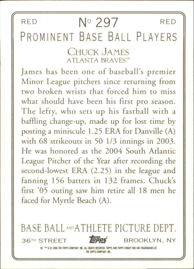 2005 Topps Turkey Red Red #297 Chuck James back image