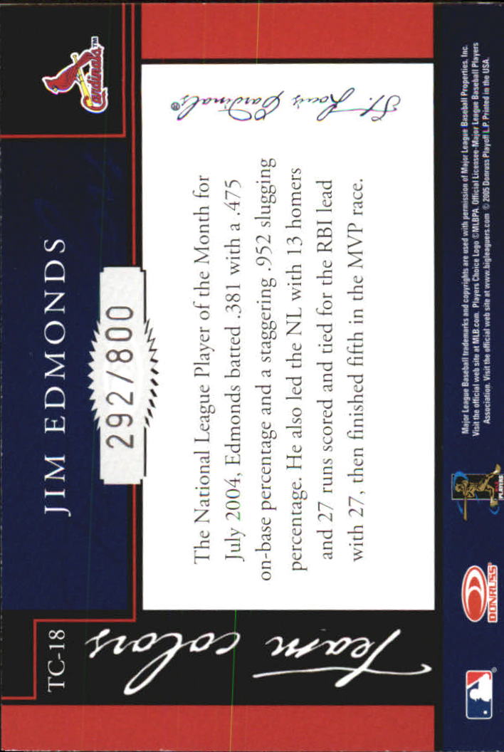 2005 Donruss Classics Team Colors #18 Jim Edmonds back image