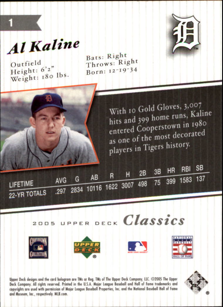 2005 Upper Deck Classics #1 Al Kaline back image