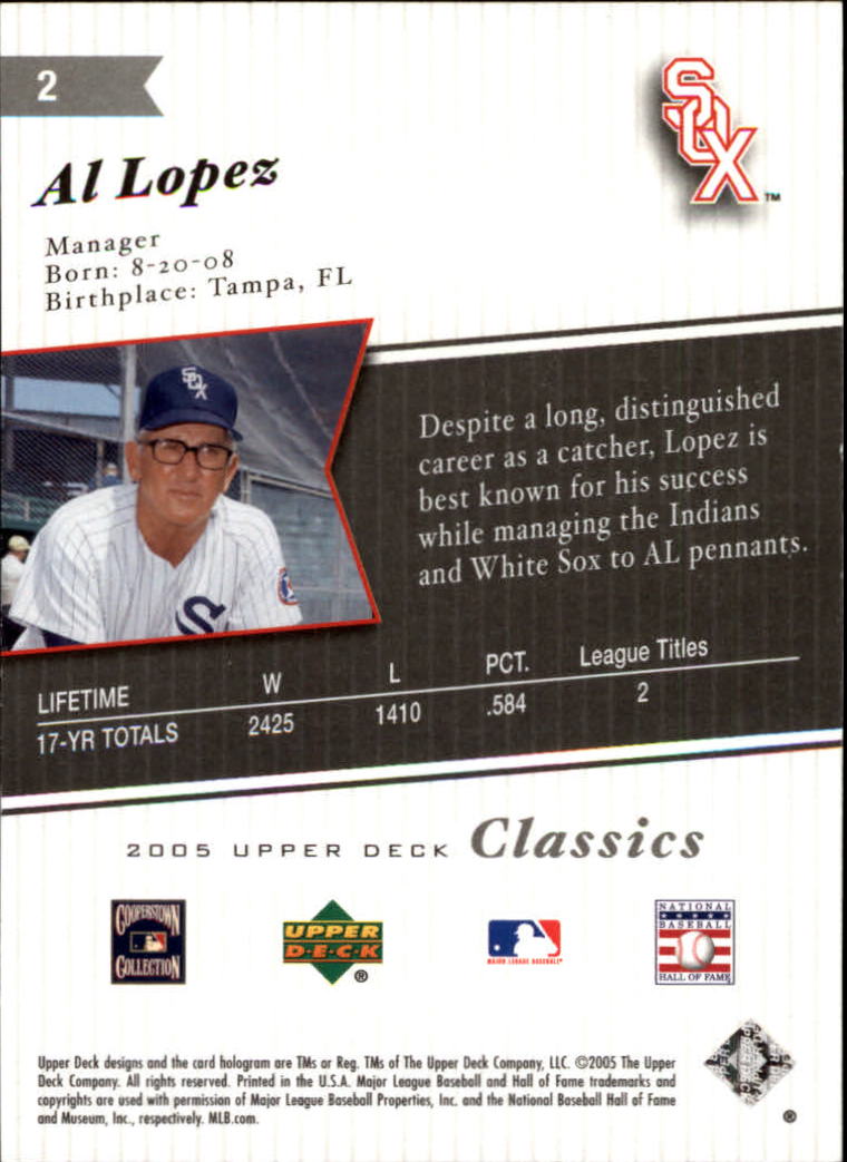 2005 Upper Deck Classics #2 Al Lopez back image