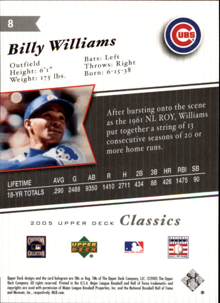 2005 Upper Deck Classics #8 Billy Williams back image