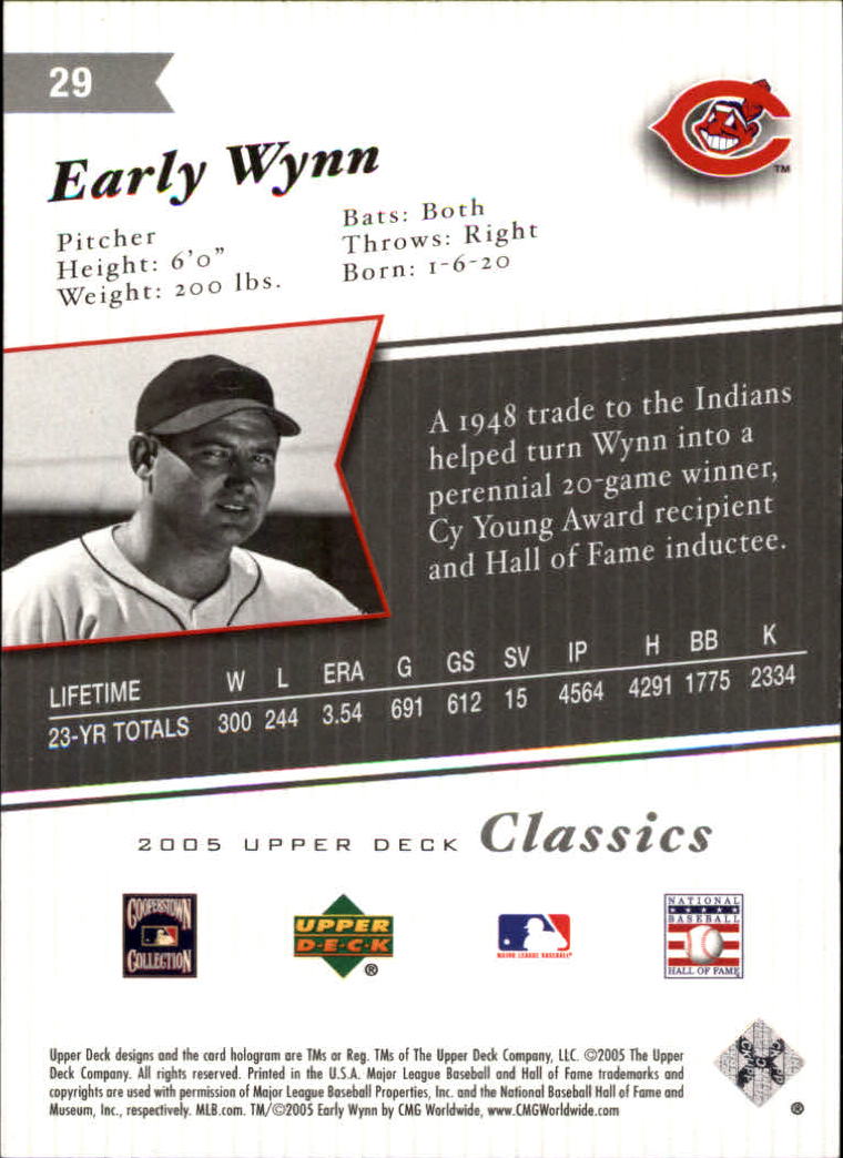 2005 Upper Deck Classics #29 Early Wynn back image