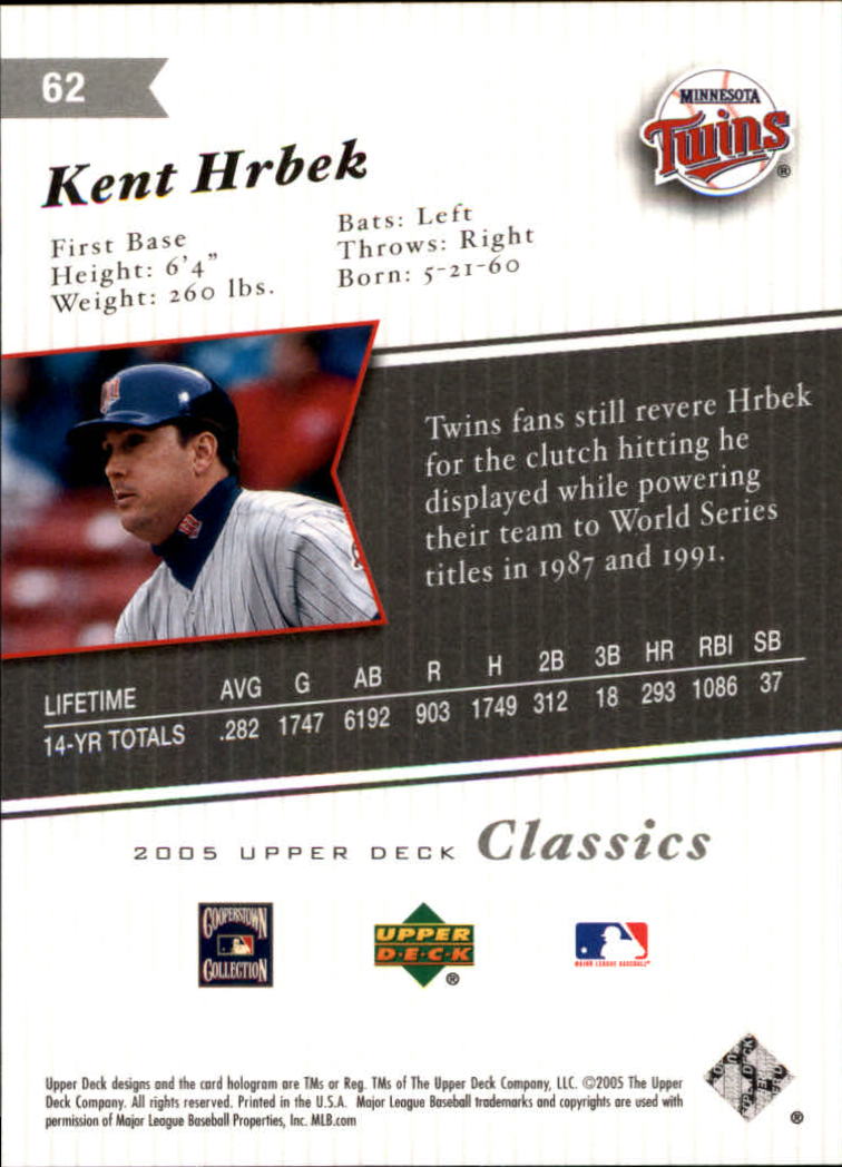 2005 Upper Deck Classics Baseball Card Pick (Base)