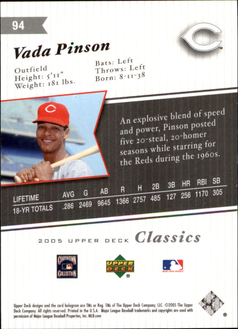 2005 Upper Deck Classics #94 Vada Pinson back image