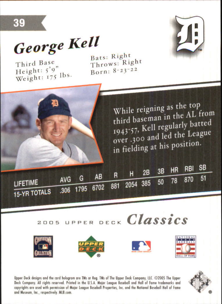 2005 Upper Deck Classics Silver #39 George Kell back image
