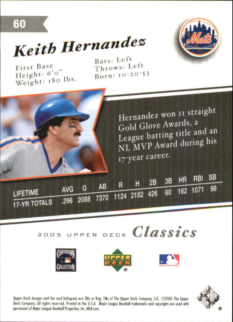 2005 Upper Deck Classics Silver #60 Keith Hernandez back image