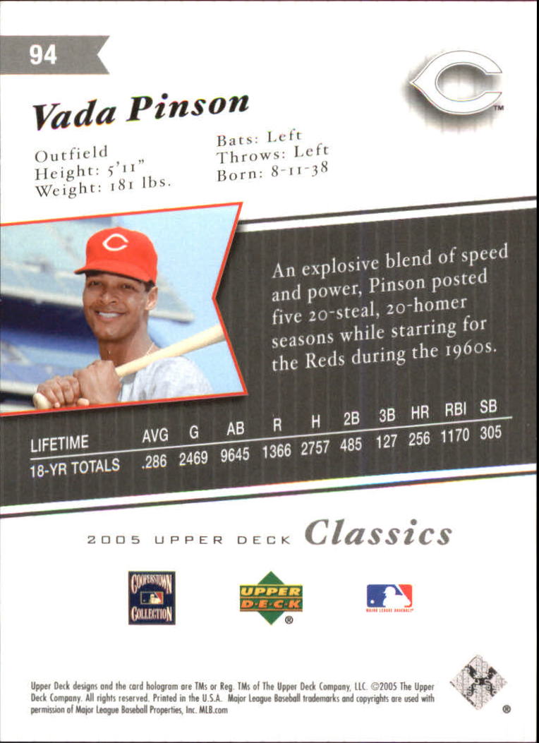 2005 Upper Deck Classics Silver #94 Vada Pinson back image