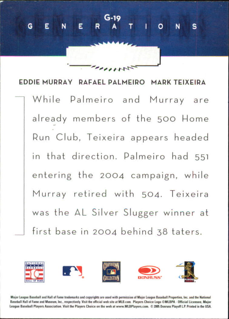 2005 Throwback Threads Generations #19 Murray/Raffy/Teixeira back image