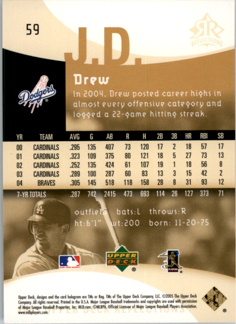 2005 Reflections #59 J.D. Drew back image