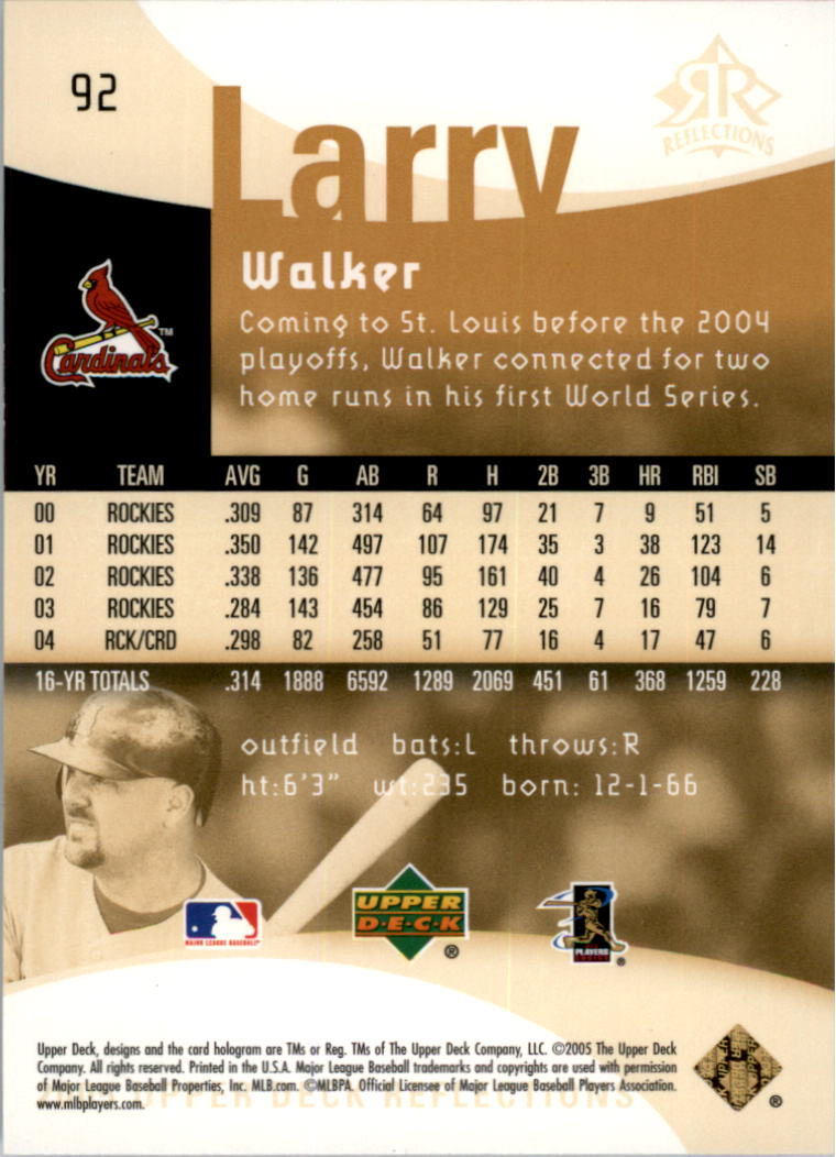 2005 Reflections #92 Larry Walker back image