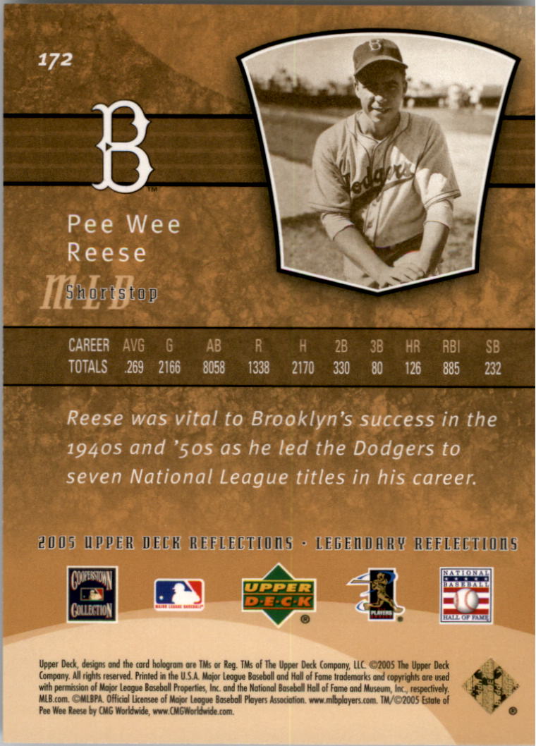 2005 Reflections #172 Pee Wee Reese LGD back image