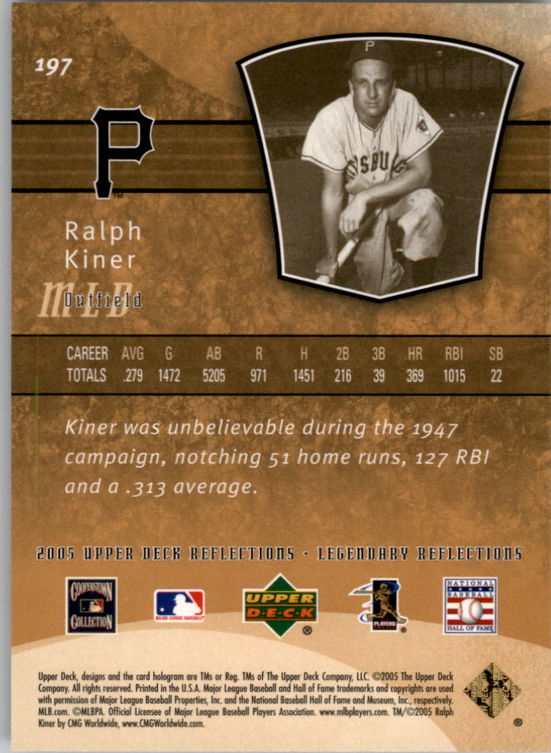 2005 Reflections #197 Ralph Kiner LGD back image