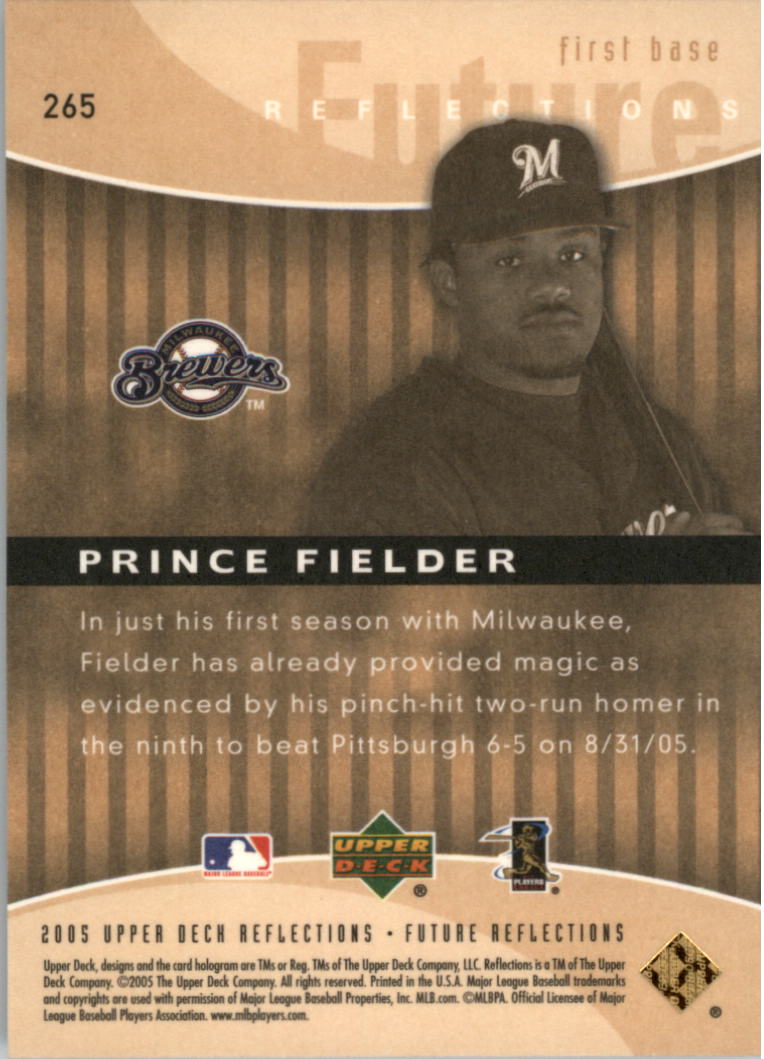 2005 Reflections #265 Prince Fielder FR RC back image