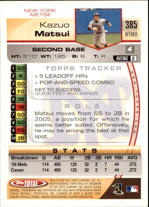 B1609- 2005 Topps Total BB Cards 282-554 +Rookies -You Pick- 15+ FREE US SHIP - Picture 165 of 439