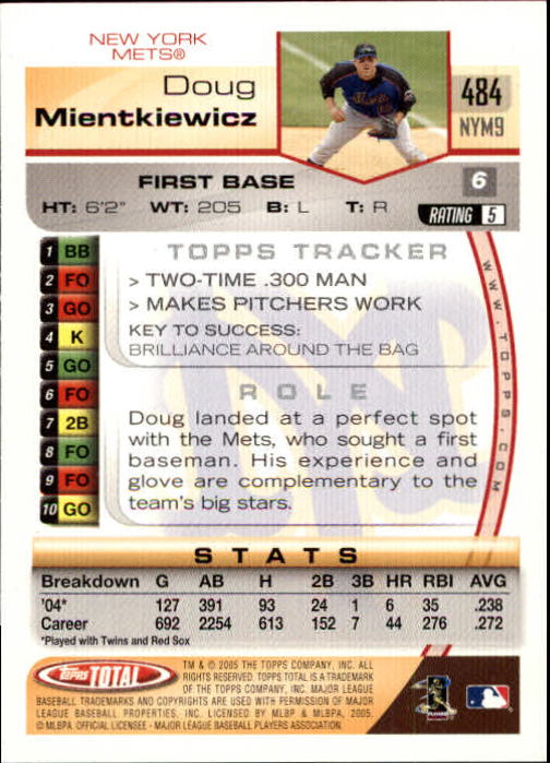 B1609- 2005 Topps Total BB Cards 282-554 +Rookies -You Pick- 15+ FREE US SHIP - Picture 331 of 439