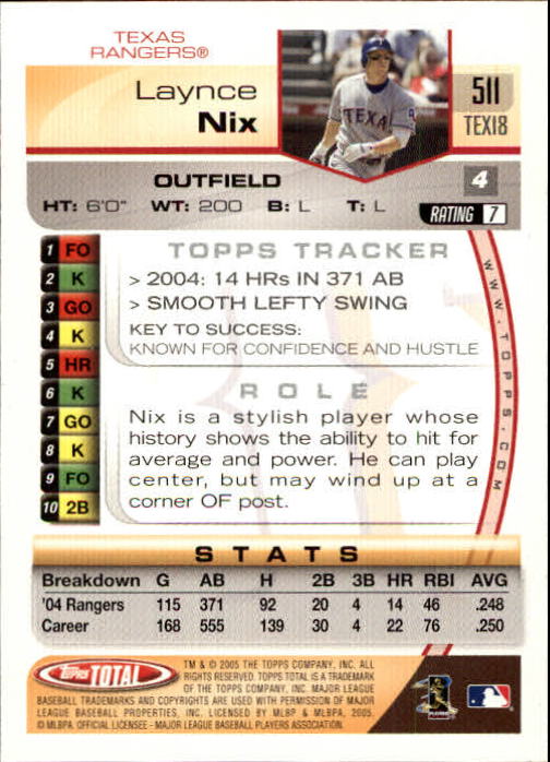 B1609- 2005 Topps Total BB Cards 282-554 +Rookies -You Pick- 15+ FREE US SHIP - Picture 371 of 439