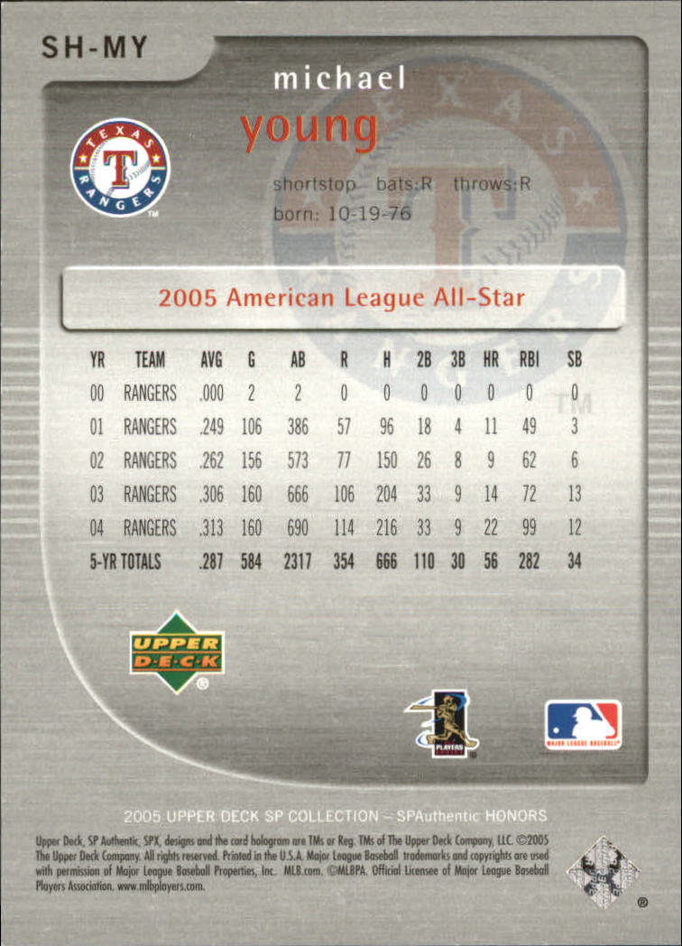 2005 SP Authentic Honors #MY Michael Young back image